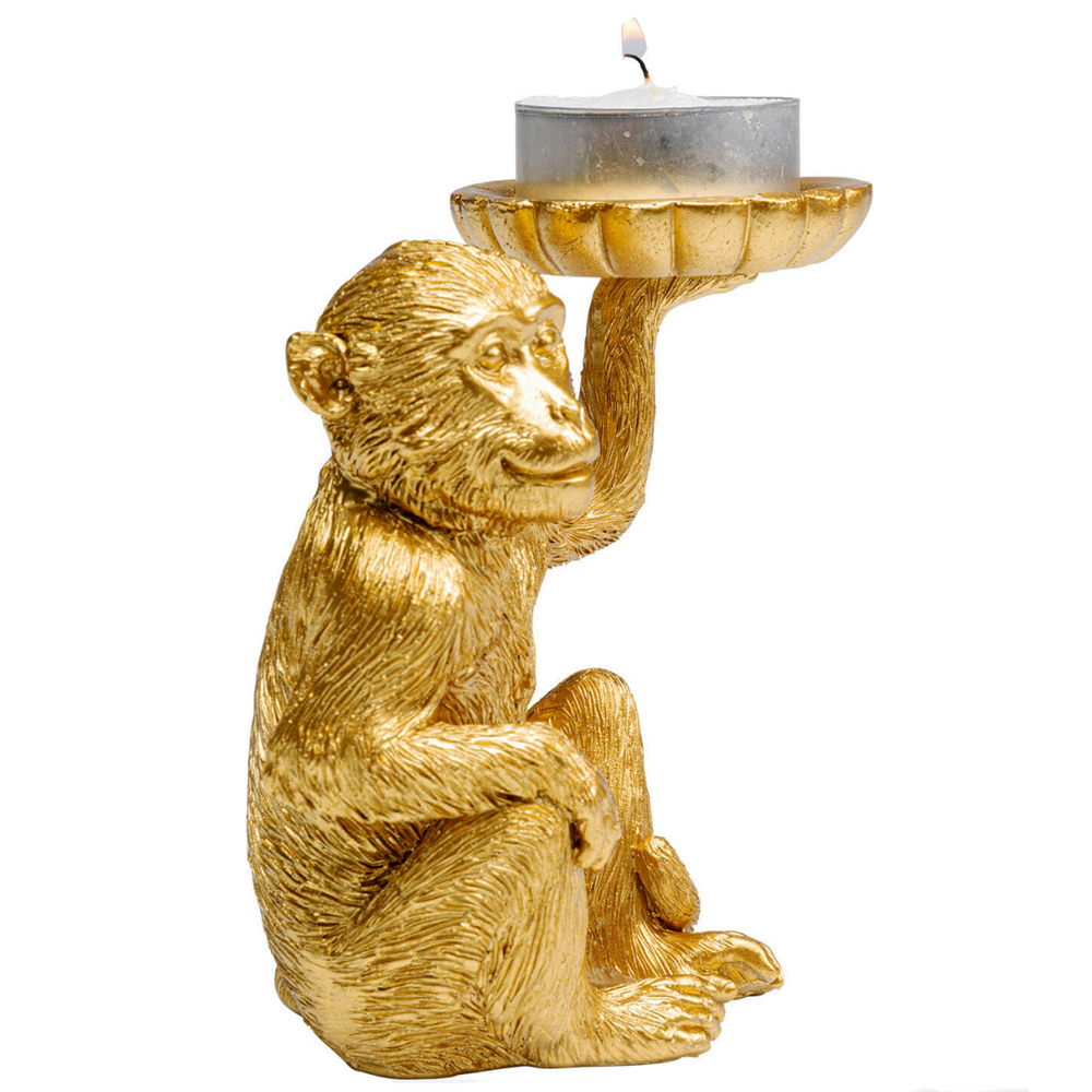 Подсвечник золотая обезьяна с блюдцем Golden Monkey