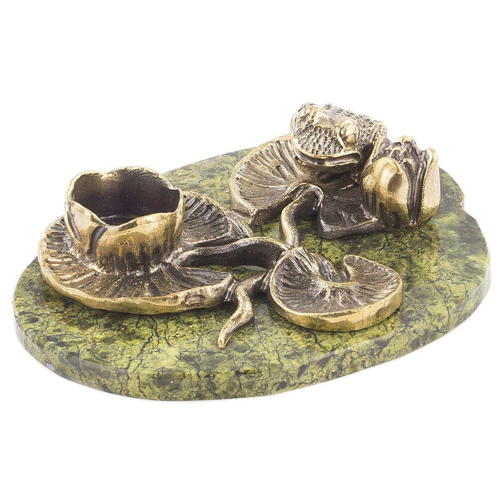 Подсвечник из бронзы и натурального камня змеевик Stone Candlestick