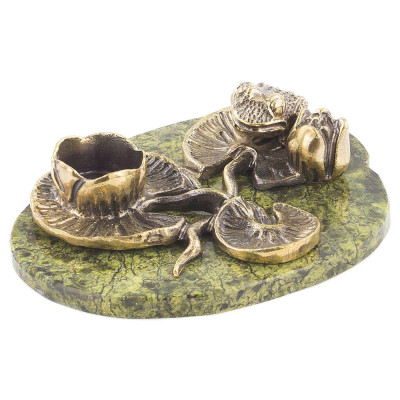 Подсвечник из бронзы и натурального камня змеевик Stone Candlestick