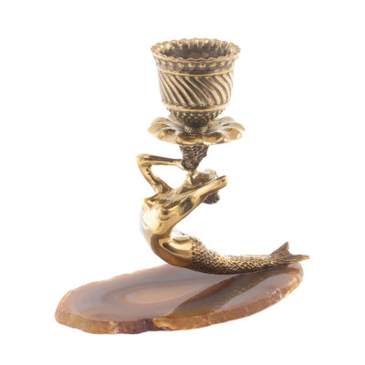 Подсвечник из натурального камня агат светло-коричневый Stone Candlestick