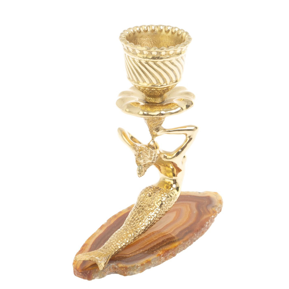 Подсвечник из натурального камня агат светло-коричневый Stone Candlestick