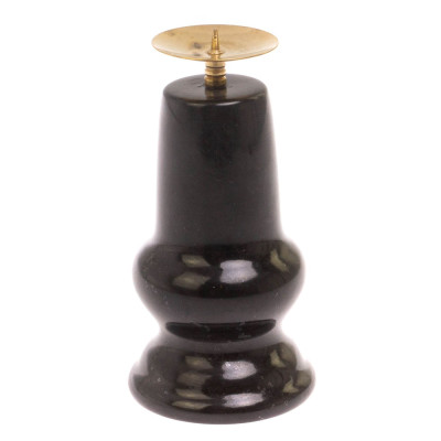 Подсвечник из натурального камня змеевик чёрного цвета Stone Candlestick