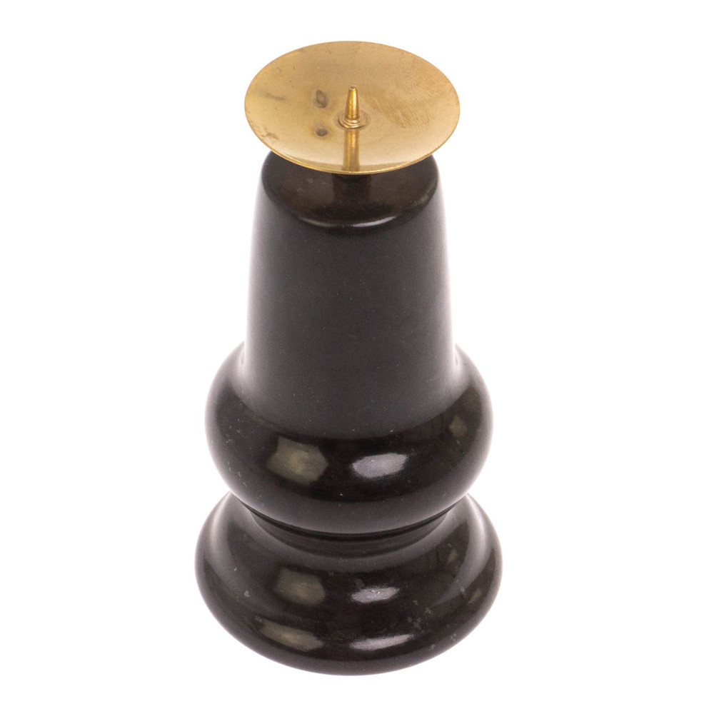 Подсвечник из натурального камня змеевик чёрного цвета Stone Candlestick