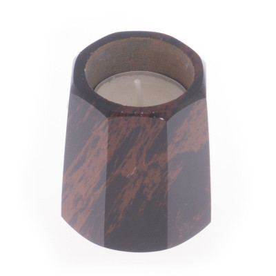 Подсвечник из натурального камня обсидиан со свечой Stone Candlestick