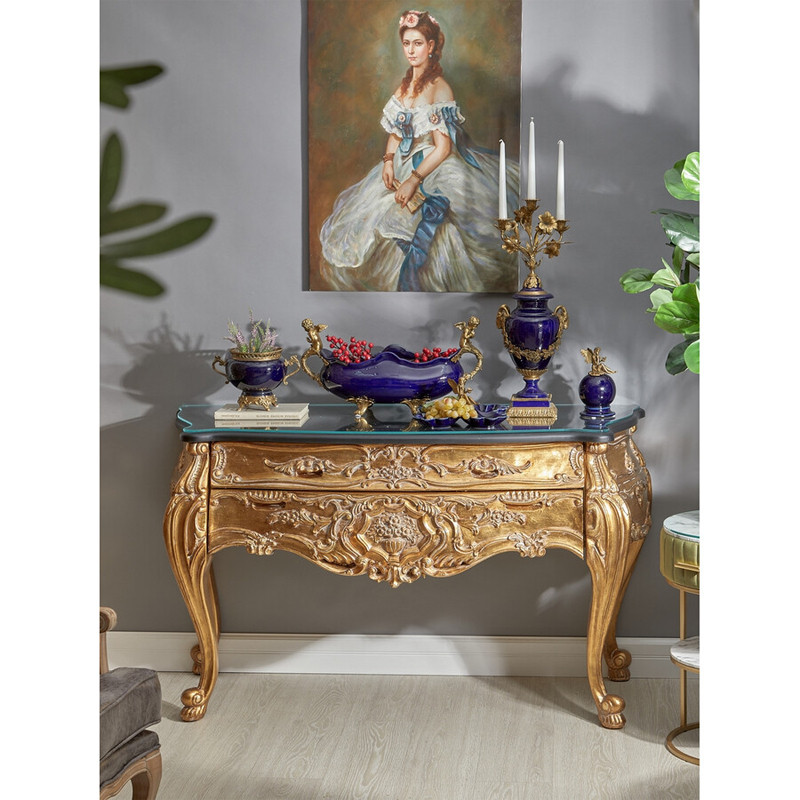 Подсвечник из темно-синего фарфора с бронзовыми элементами и цветами Eden Garden