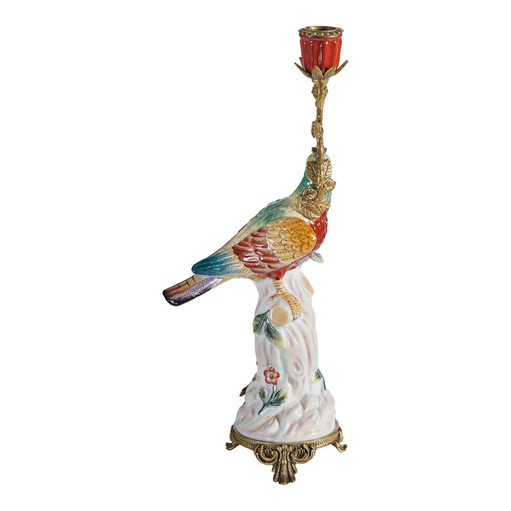 Подсвечник с попугаем из фарфора с бронзовыми элементами Eden Garden