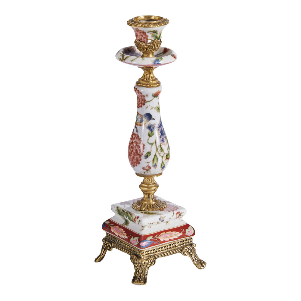 Подсвечник с цветочной росписью из фарфора с бронзовыми элементами Eden Garden
