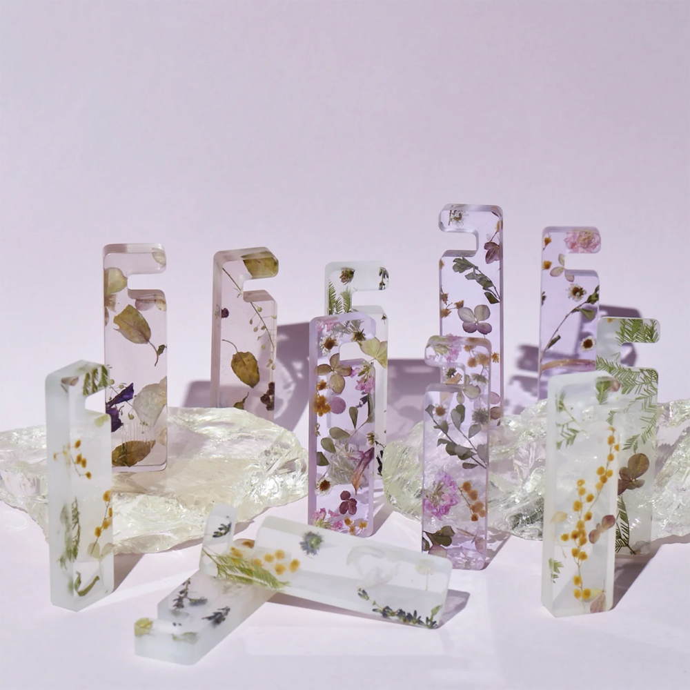 Подставка для телефона из эпоксидной смолы с цветами розовая Epoxy Flowers Phone Stand Pink