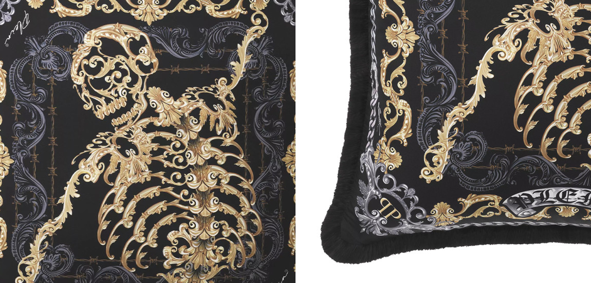Подушка Philipp Plein Cushion Silk Skeleton 70 x 70 cm