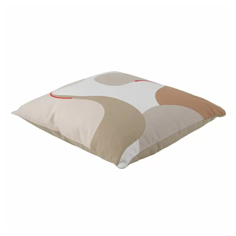 Подушка декоративная хлопковая бежевого цвета с абстрактным принтом Elysian Flow Sand