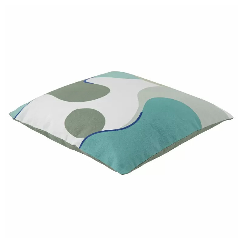 Подушка декоративная хлопковая мятного цвета с абстрактным принтом Elysian Flow Breeze
