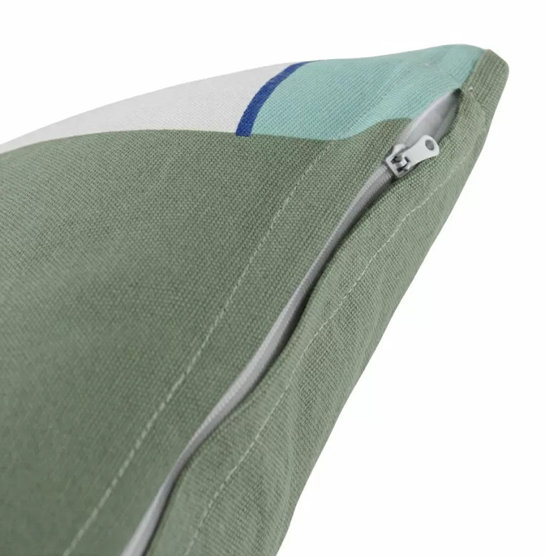 Подушка декоративная хлопковая мятного цвета с абстрактным принтом Elysian Flow Breeze