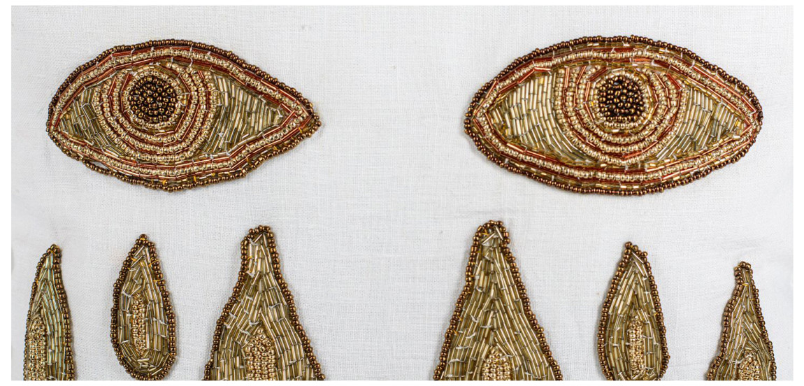 Подушка с вышивкой из бисера Tears from eyes