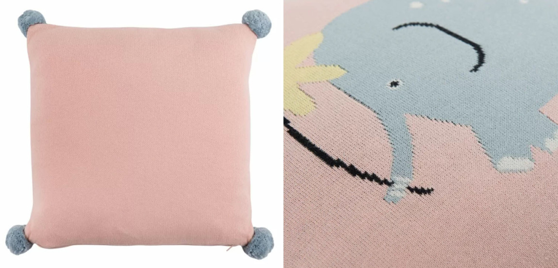 Подушка с помпонами Blue Elephant