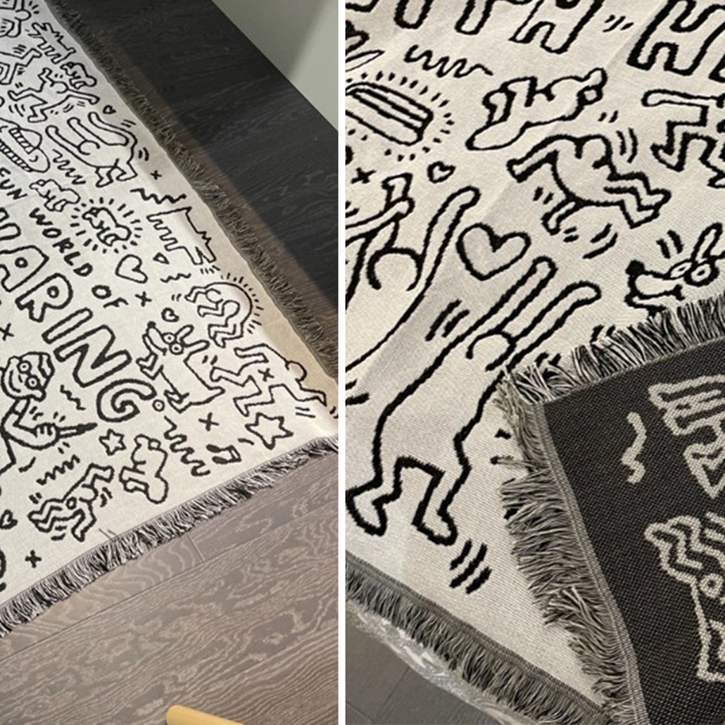 Покрывало граффити черно-белое Кит Харинг Keith Haring Bed Сover