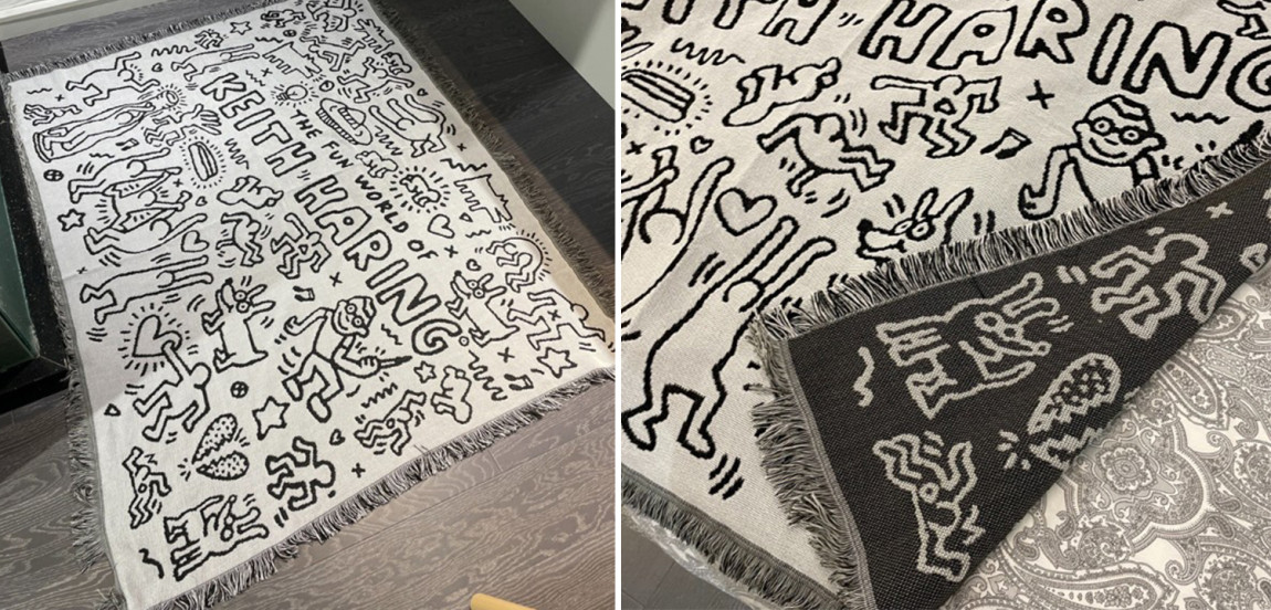 Покрывало граффити черно-белое Кит Харинг Keith Haring Bed Сover