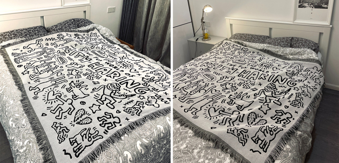 Покрывало граффити черно-белое Кит Харинг Keith Haring Bed Сover
