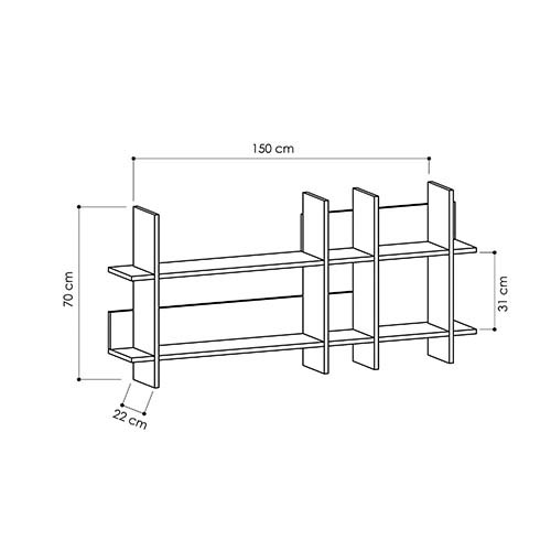 Полка прямая подвесная двухъярусная цвета антрацит BEADS BOOKCASE ANTHRACITE