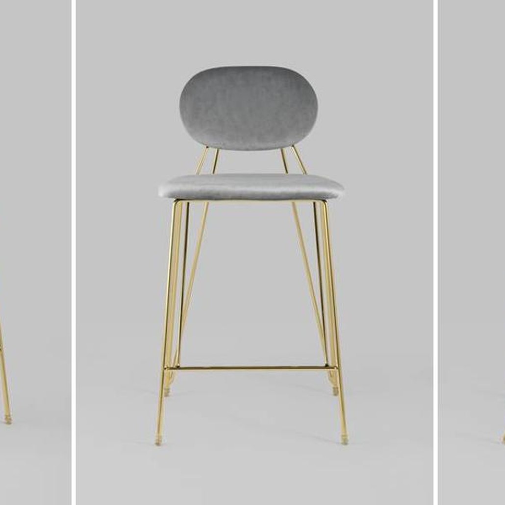Полубарный Стул Alice Chair Светло-Серый Велюр