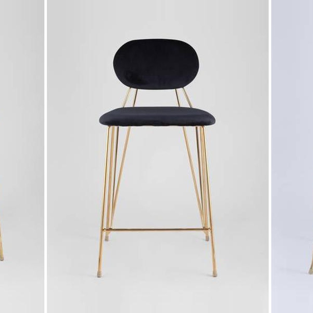Полубарный Стул Alice Chair Черный Велюр