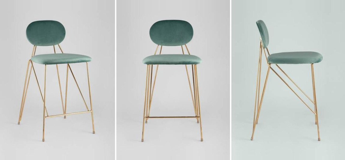 Полубарный Стул Alice Велюр Мятный цвет