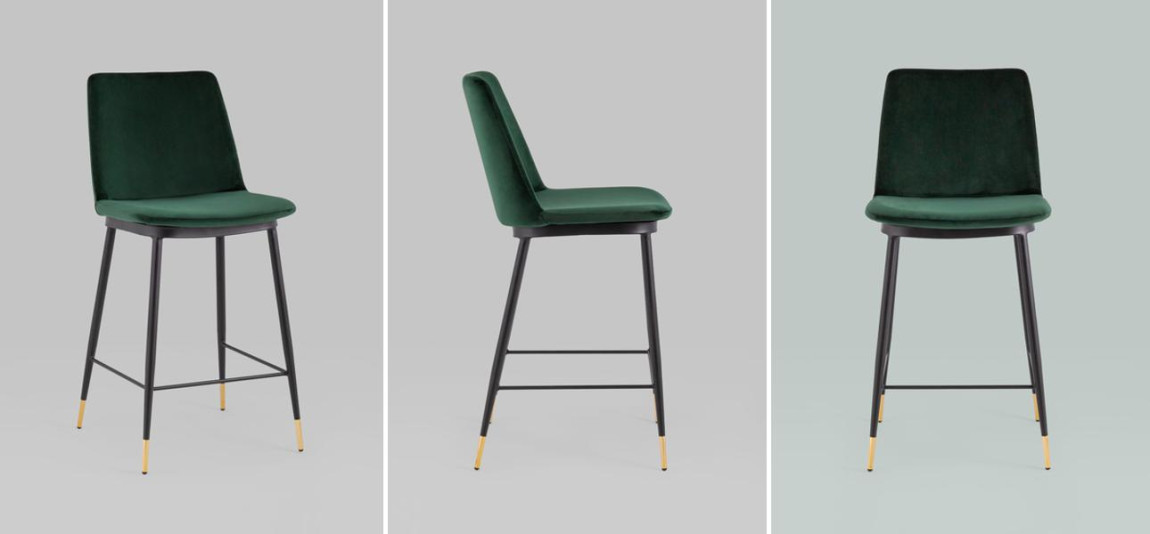 Полубарный Стул Melissa Chair Зеленый Велюр