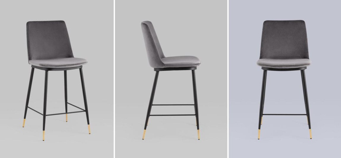 Полубарный Стул Melissa Chair Серый Велюр