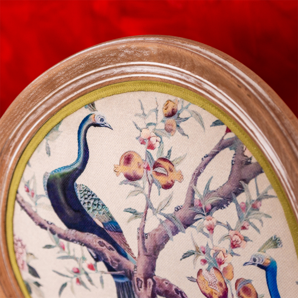 Полукресло из массива бука бежевое с изображением птиц и цветов Beige Green Chinoiserie Garden Chair