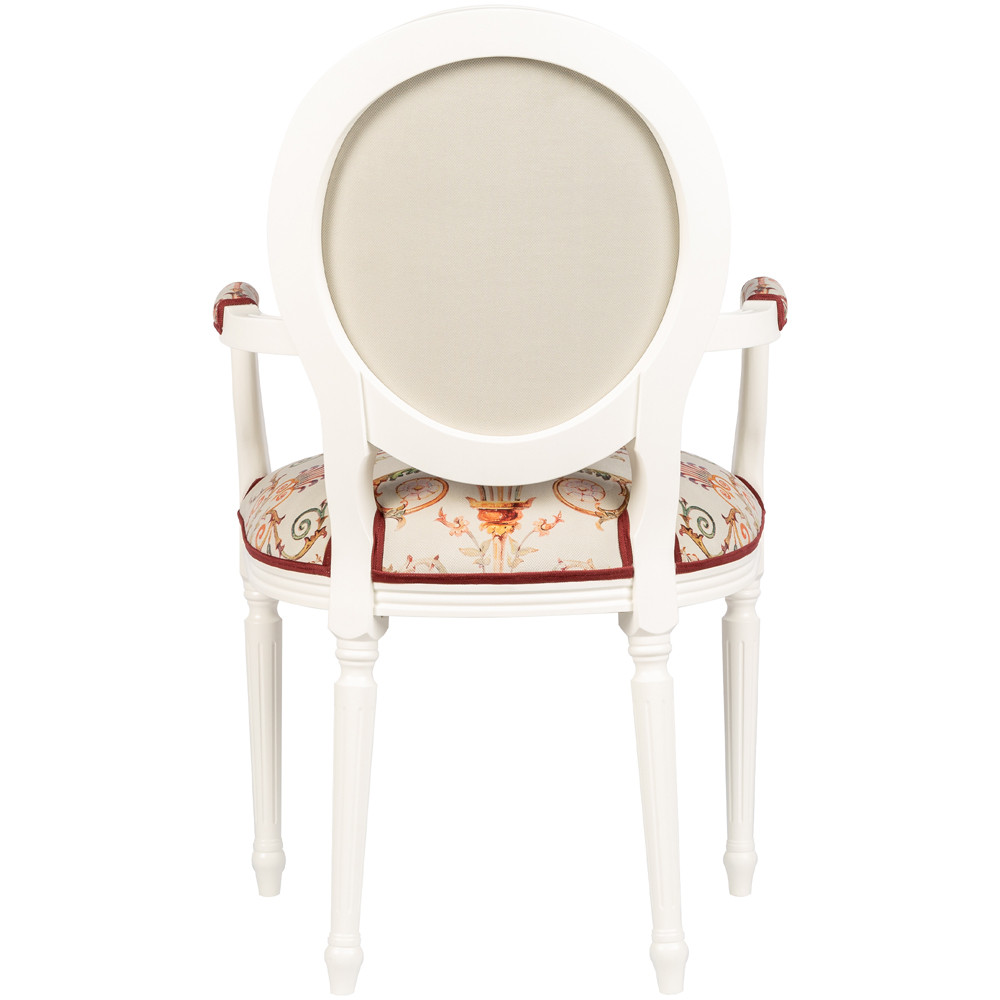 Полукресло из массива бука бежевое с растительным орнаментом Raffael Angel Beige Chair