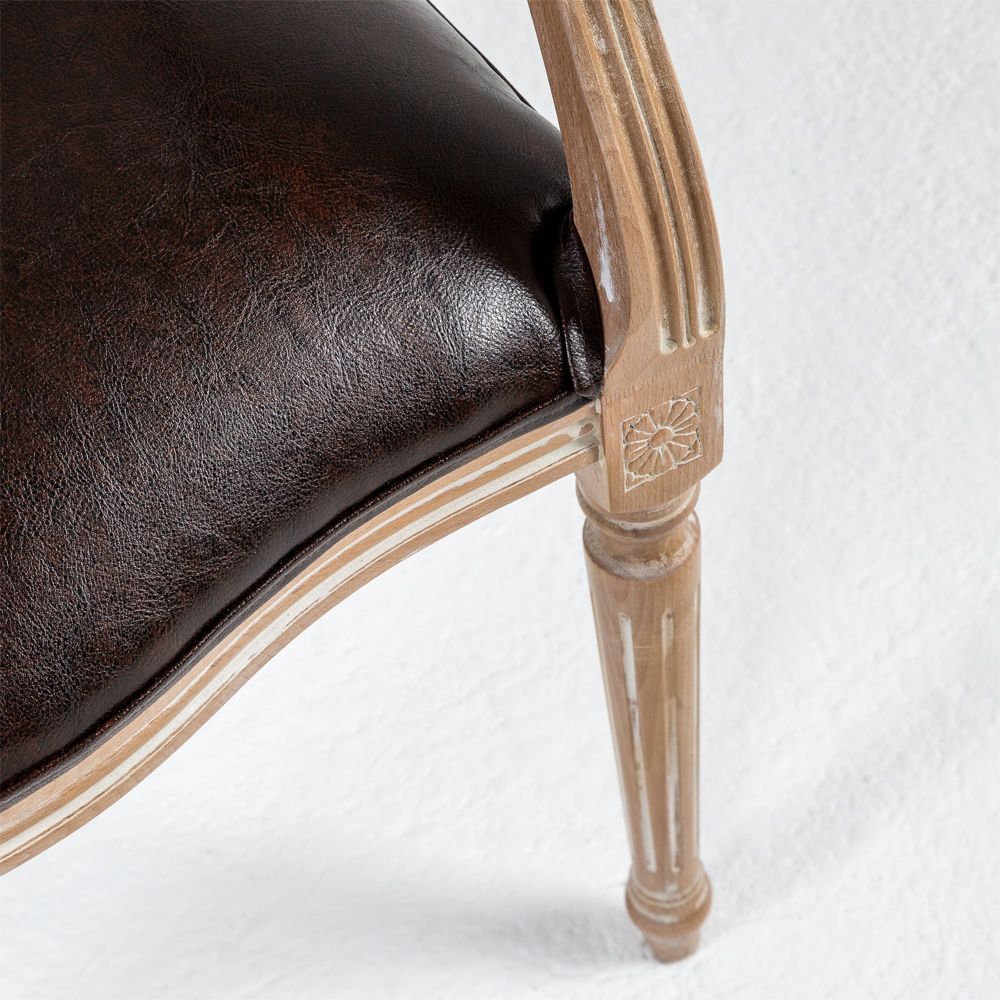 Полукресло из массива бука с сиденьем из экокожи и цветочным принтом на спинке Chinoiserie Garden Chair