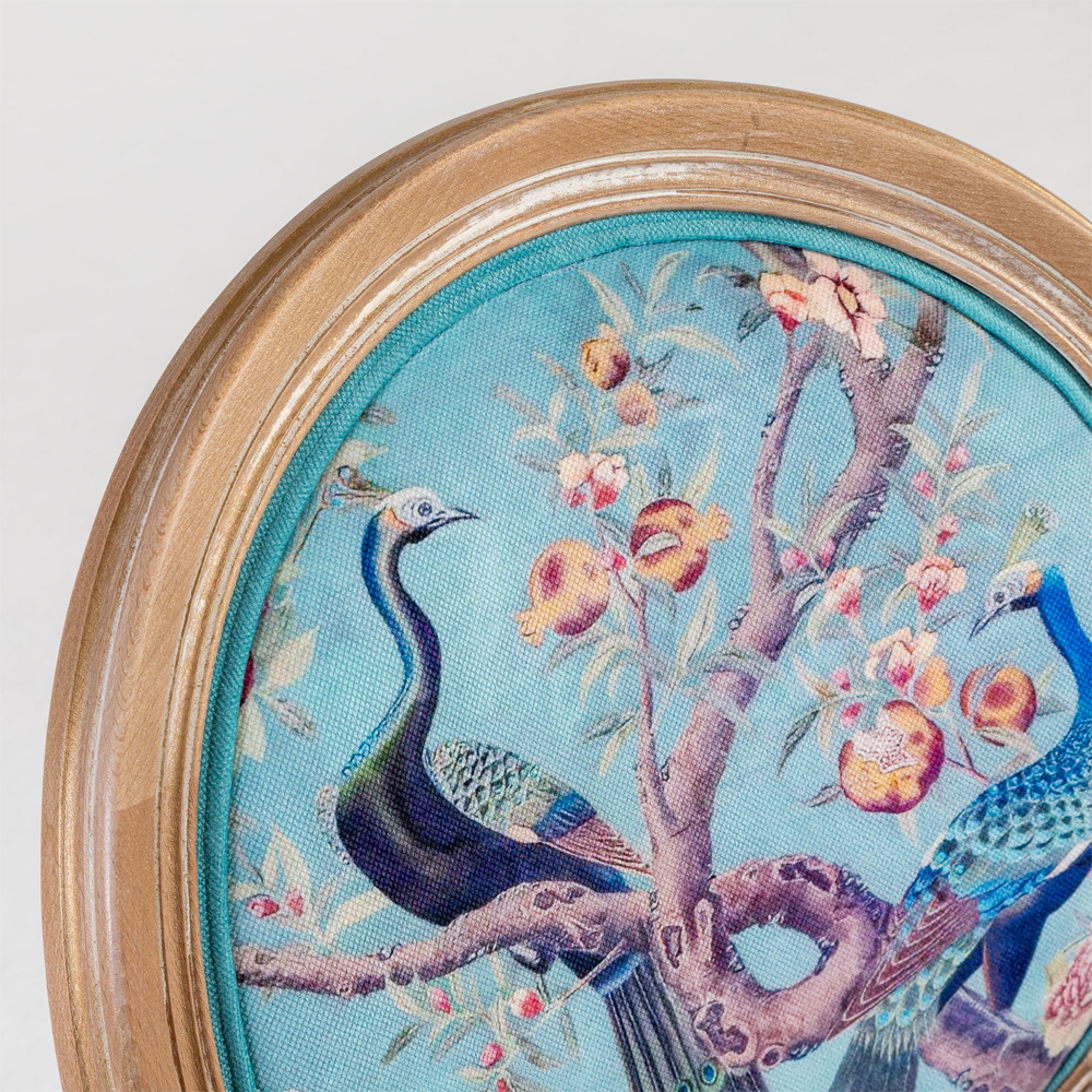 Полукресло из массива бука с сиденьем из экокожи и цветочным принтом на спинке Chinoiserie Garden Chair