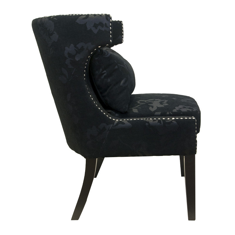 Полукресло с мягкой обивкой из жаккарда на 4-х ножках из массива березы Baroque Armchair black
