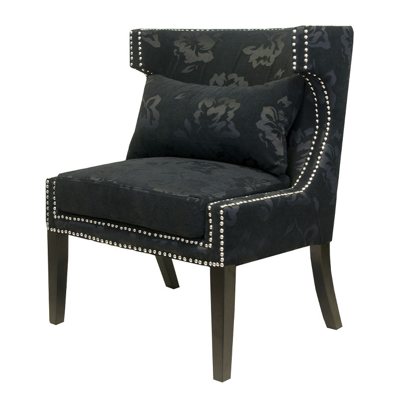 Полукресло с мягкой обивкой из жаккарда на 4-х ножках из массива березы Baroque Armchair black