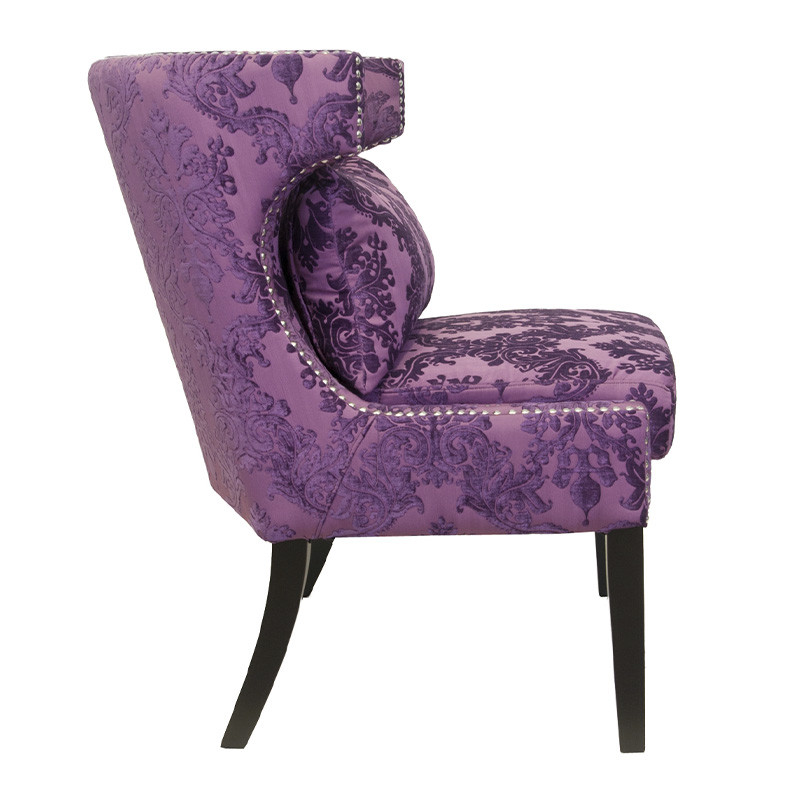 Полукресло с мягкой обивкой из жаккарда на 4-х ножках из массива березы Baroque Armchair violet