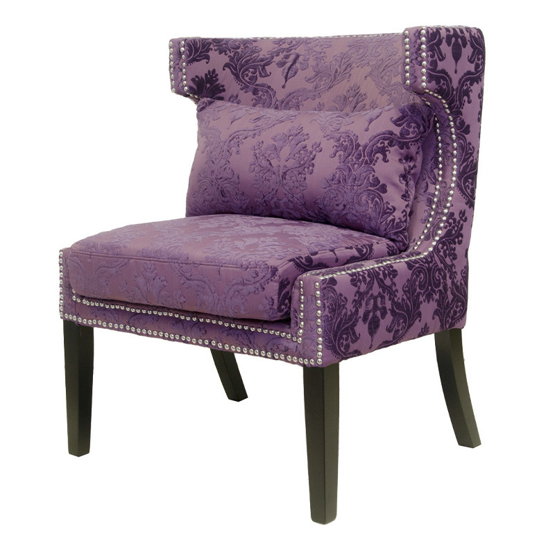 Полукресло с мягкой обивкой из жаккарда на 4-х ножках из массива березы Baroque Armchair violet