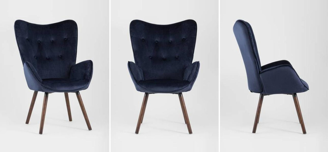 Полукресло Темно-Синий Велюр Grandee Chair