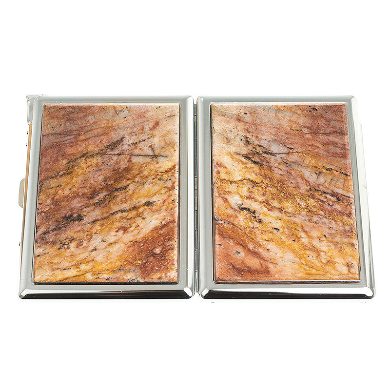 Портсигар на 10 сигарет с газовой зажигалкой из натурального камня Авантюрин Stone Cigarettes Cases