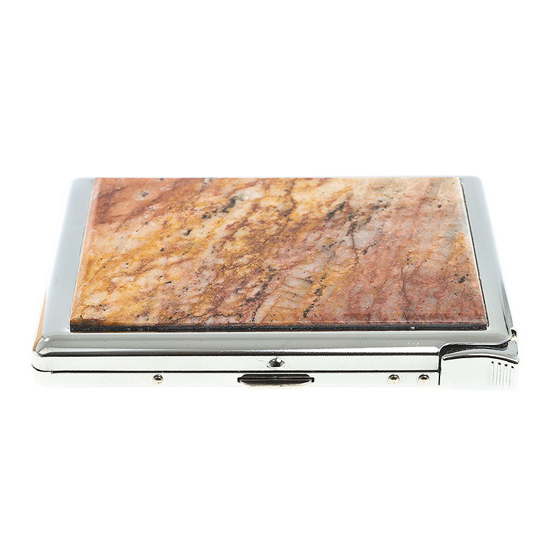 Портсигар на 10 сигарет с газовой зажигалкой из натурального камня Авантюрин Stone Cigarettes Cases