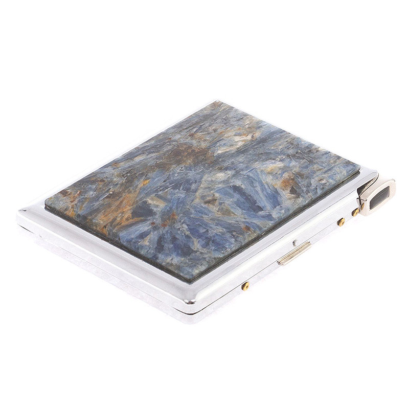 Портсигар на 10 сигарет с газовой зажигалкой из натурального камня Кианит Stone Cigarettes Cases