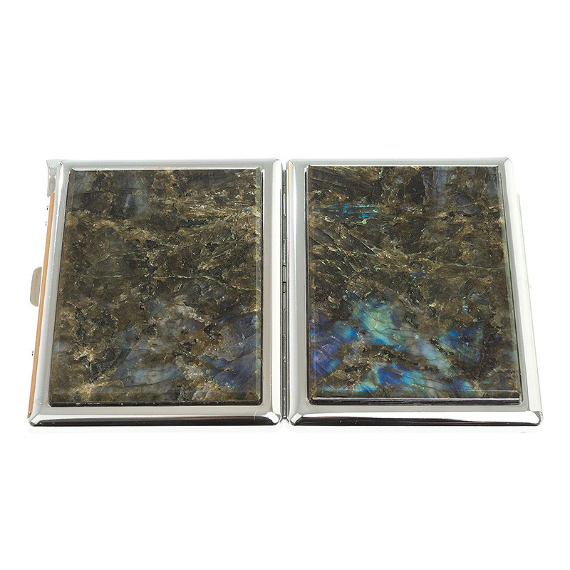 Портсигар на 10 сигарет с газовой зажигалкой из натурального камня Лабрадор Stone Cigarettes Cases