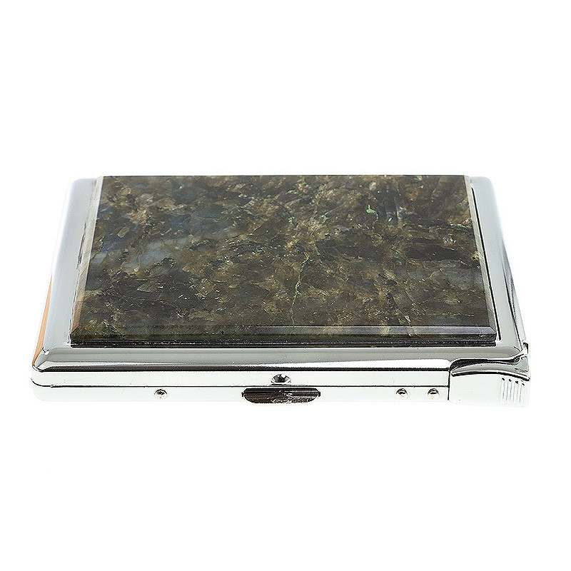 Портсигар на 10 сигарет с газовой зажигалкой из натурального камня Лабрадор Stone Cigarettes Cases