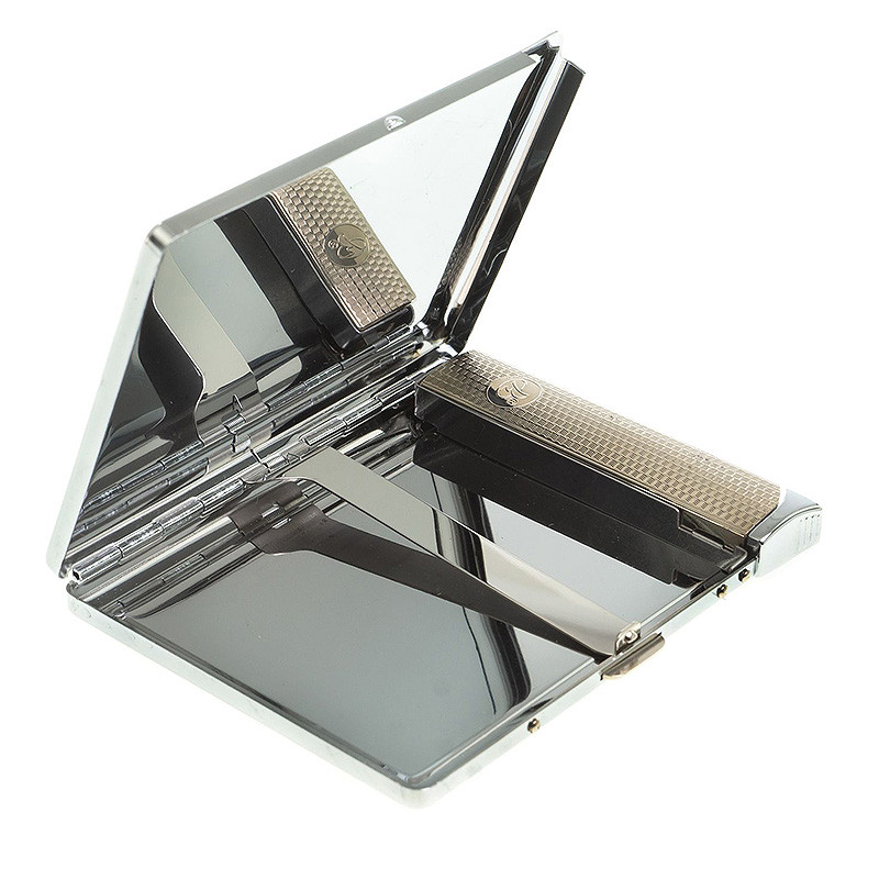 Портсигар на 10 сигарет с газовой зажигалкой из натурального камня Малахит Stone Cigarettes Cases