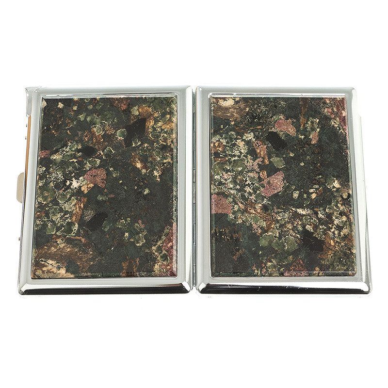Портсигар на 10 сигарет с газовой зажигалкой из натурального камня Эвдиалит Stone Cigarettes Cases