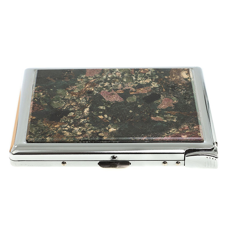 Портсигар на 10 сигарет с газовой зажигалкой из натурального камня Эвдиалит Stone Cigarettes Cases