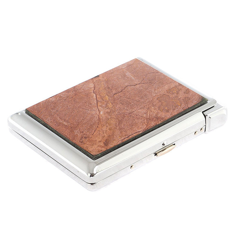 Портсигар на 20 сигарет с газовой зажигалкой из натурального камня Яшма Stone Cigarettes Cases