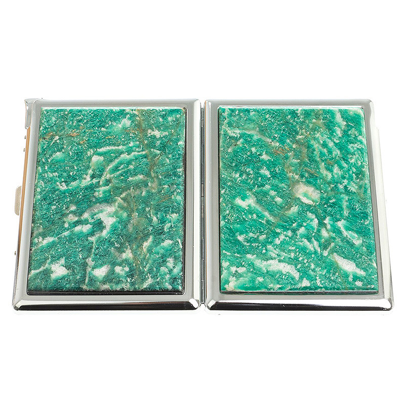 Портсигар с газовой зажигалкой из натурального камня Амазонит Stone Cigarettes Cases