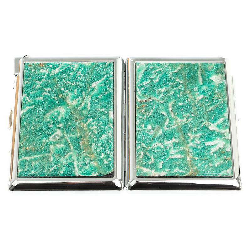 Портсигар с газовой зажигалкой из натурального камня Амазонит Stone Cigarettes Cases