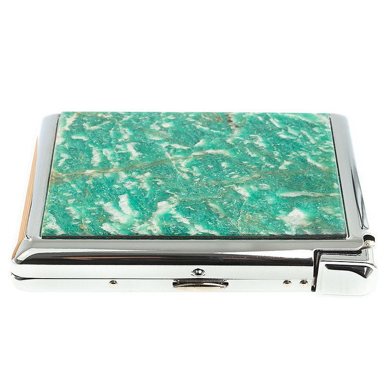 Портсигар с газовой зажигалкой из натурального камня Амазонит Stone Cigarettes Cases