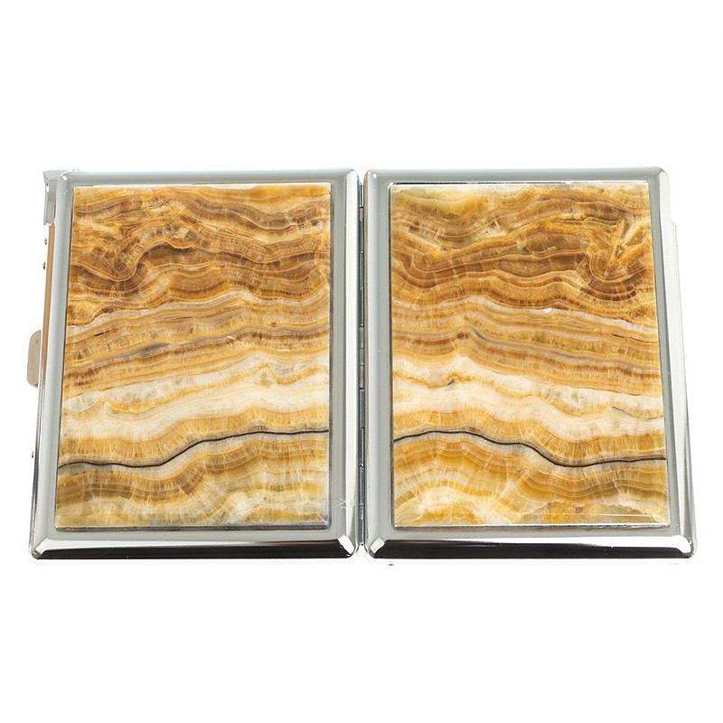 Портсигар с газовой зажигалкой из натурального камня Оникс Stone Cigarettes Cases