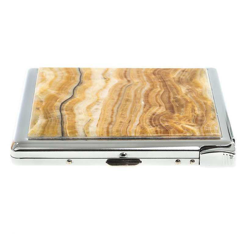 Портсигар с газовой зажигалкой из натурального камня Оникс Stone Cigarettes Cases